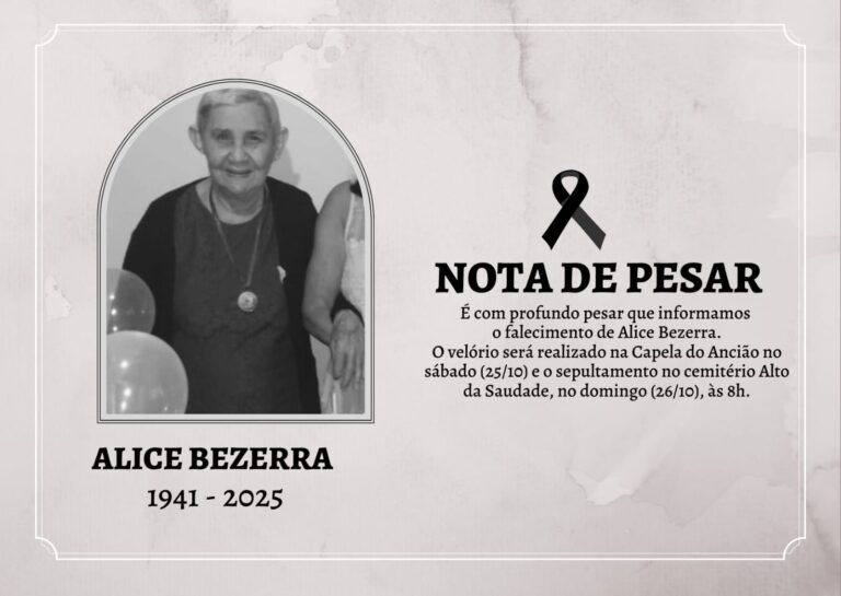 IRMÃ DE PADRE FERNANDO, ALICE BEZERRA, MORRE EM RECIFE. SEPULTAMENTO SERÁ DOMINGO (26)
